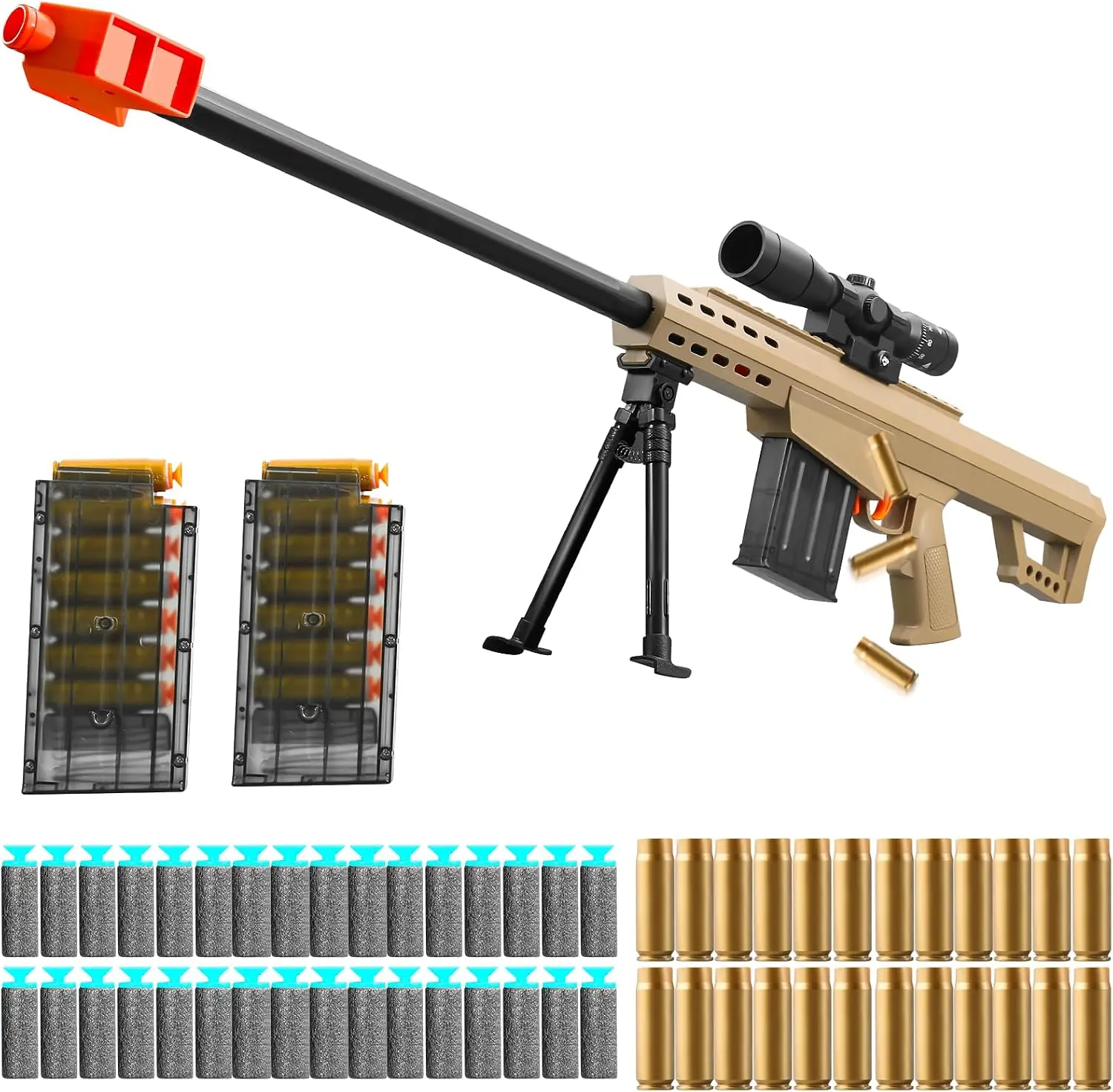 Toy Sniper Rifle with Scope Soft Bullet Toy Gun Shell ejecting Foam Blaster Guns Realistic Fake Prop Dart Backyard Outdoor Shooting Game for Kids Boys Teen Adult Gifts for Age 8-12 13 Years Old (32in)