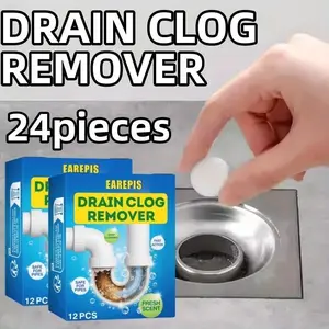 24-Pack Drain Cleaner Tablets, Easily Clear Toilet, Sink, and Drains, Eliminate Odors, Effective Plumbing Solution, Home Maintenance Essential