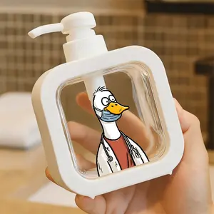 Cute Cartoon Duck Doctor Style Pump Dispenser - Plastic Hand Sanitizer & Cleaning Liquid Dispenser for Bathroom Kitchen, Refillable, Hand Soap Pump Dispenser, Bath Kitchen Sink Accessories, Home & Office