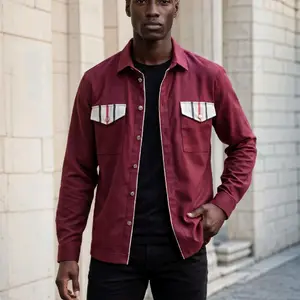 Men's Maroon  Heritage Jacket with Pockets and Button Closure for Casual Wear