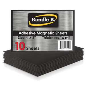 Bandle B. Magnetic Sheets 4" x 6". Magnetic Sheets with Adhesive Backing. DIY Magnets, Metal shelving labels, Christmas crafts and more! Removable.