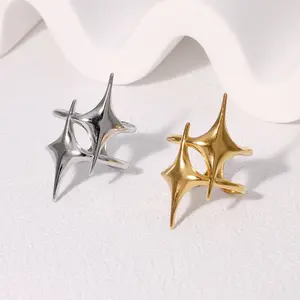 Double star ring does not fade stainless steel ring open ring daily wear men and women the same style