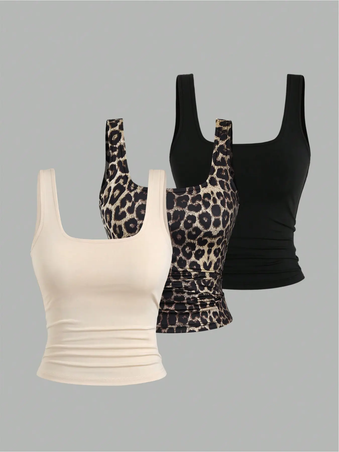Fashionable and versatile for all seasons, trendy front and rear neck gathered women's three-piece vest set