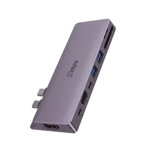 INTPW 8-in-1 USB C Hub Dual HDMI 4K Docking Station for MacBook Pro/Air, 87W PD Charging, 3 USB 3.0 Ports, SD/TF Card Reader, Aluminum Laptop Multiport Adapter