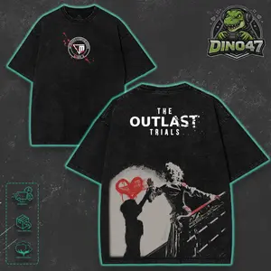 The Outlast Trials Horror Game Double Side Graphic T-Shirt, Vintage Washed  Hoodie Sweatshirt Tank Top Unisex, Casual Crewneck 100% Cotton Tee, Menswear Gaming Merch