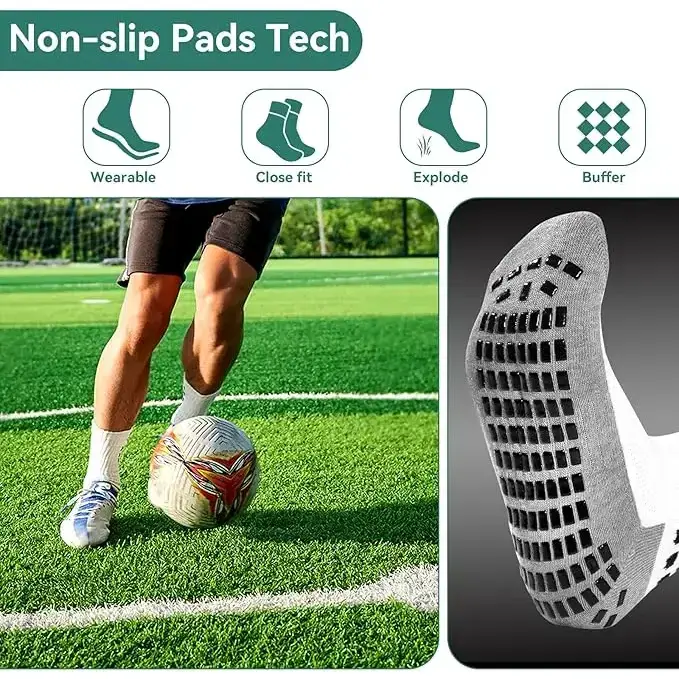 3/6/10 Double Men's Elite Football Socks, Breathable Mat, Anti slip Silicone Grip, Mid calf Professional Training, Football Match, Fitness Stability and ComfortRAIMENTRY 3/6/10 Double Men's Elite Football Socks, Breathable Mat, Anti slip Silicone Grip, Mid calf Professional Training, Football Match, Fitness Stability and ComfortRAIMENTRY