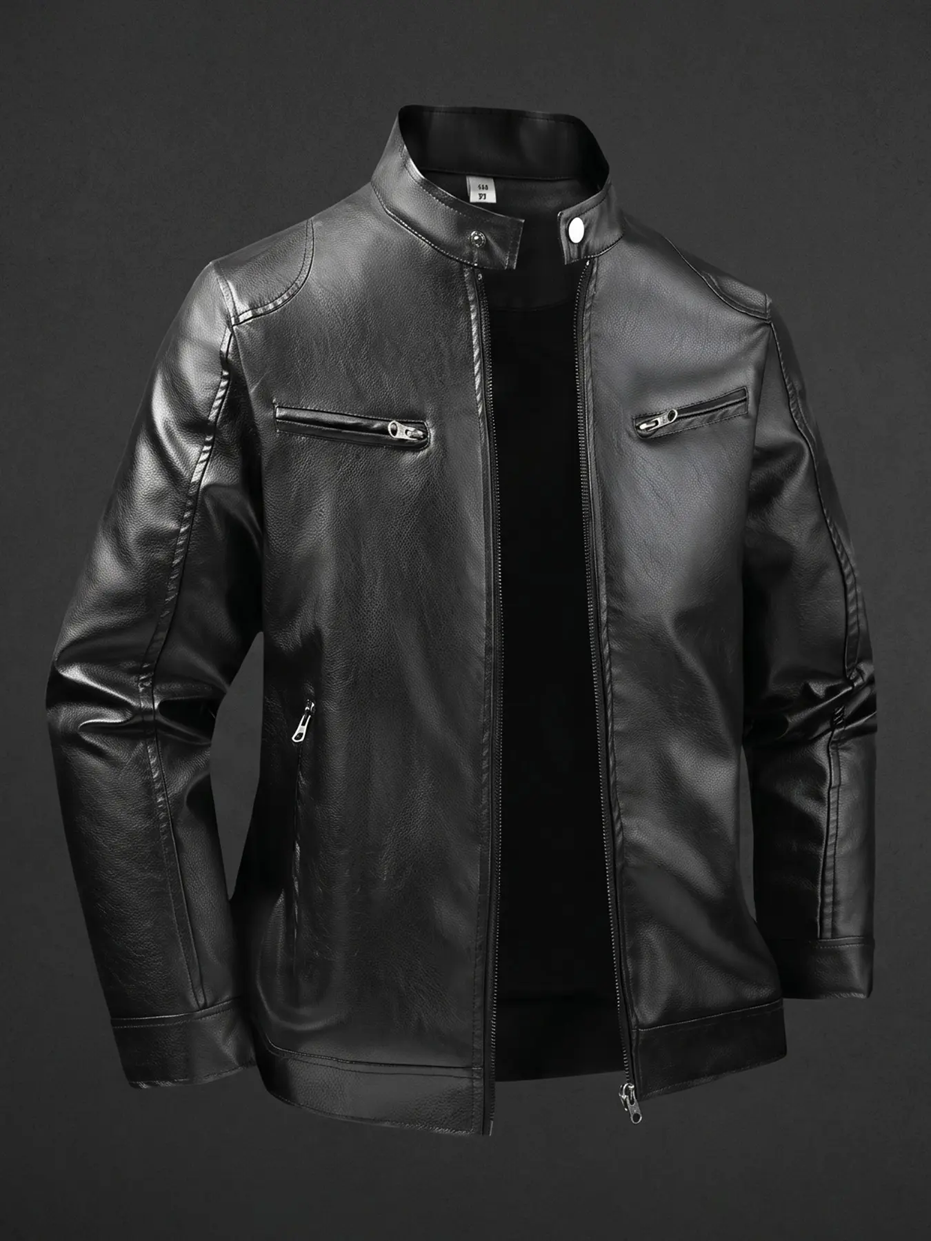 Men's Trendy Fashion Korean Style Spring Autumn Winter New Long Sleeve Jacket, Motorcycle Leather Coat, Solid Color Coat, Casual Coats, Casual Outerwear for Men, Menswear