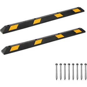 72-Inch Heavy Duty Rubber Parking Curb, 44000 LBS Capacity Garage Parking Stops with 8 Reflective Strips for Garage, Driveway & Commercial Lots
