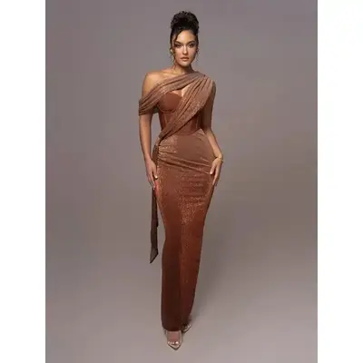 metallic ruched slim fit formal party maxi dresses gold Ruched Long Metallic Prom Dress: Jovani D5067 Gold / 00
