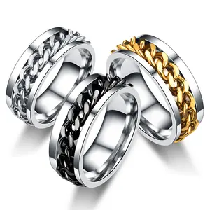 2026 New Minimalist Transport Jewelry Men's Titanium Steel Rotating Beer Bottle Opening Chain Ring Personalized Mighty Ring