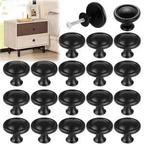 1.1 inch Matte Black Kitchen Cabinet Knobs Round Drawer Pulls Door Handles Dresser Knobs with Screws