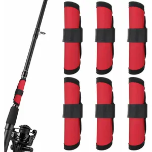 6 count Lure Wrap, Fishing Hook Covers  Storage Lure Protector Wrap Fishing Hook Cover Protector Guard to Keep Fishermen Safe for Rod (Red)