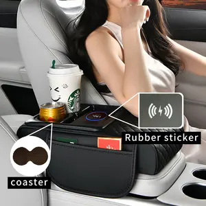 Universal Car Armrest Wireless Charging Box, Multi-Color, Includes Napkins & Cup Holder Mat, Convenient Auto Accessories, Car Console Organizer