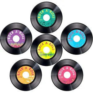 30pcs 7 Inches Record Cutouts 1950's Rock and Roll Music Party Two Sided Decoration