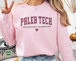 Phleb Tech Sweatshirt, Phlebotomist Gift, Phlebotomy Technician Crewneck, Phleb Tech Graduation Gift Cotton Unisex