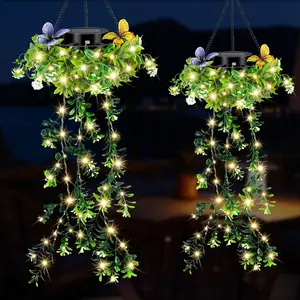 Solar Powered Jasmine Flower Light, Warm LED Outdoor Garden Decor, Waterproof & Durable, Perfect for Yard Decoration, Garden Decorative Lighting, Patio Hanging Lights