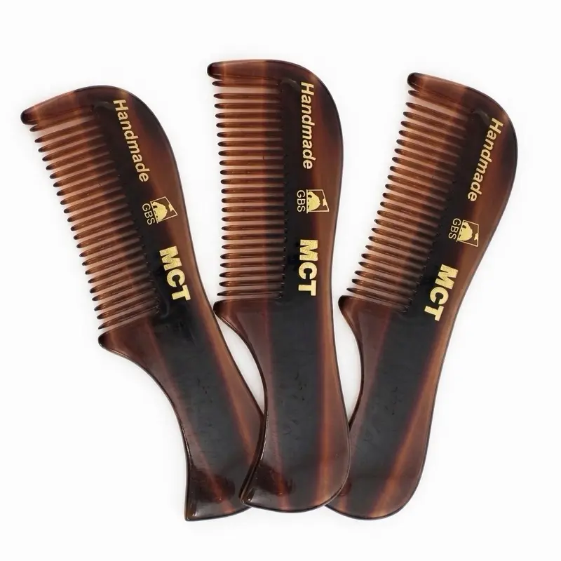 GBS Beard Mustache Comb MCT - Extra Small mini tiny travel pocket wallet grooming styling high quality Acetate comb brush - 3 pack