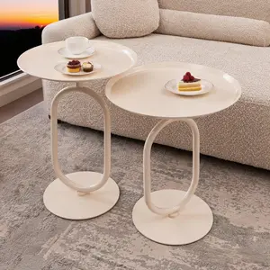 Lantern shaped metal small round edge table, modern mini coffee table, small space decoration base table in the corner of the living room, exquisite cocktail beverage table