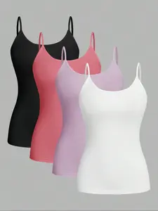 Women's Solid Color Cami Top, Casual Sleeveless Top for Daily Wear, Ladies Clothes for All Seasons