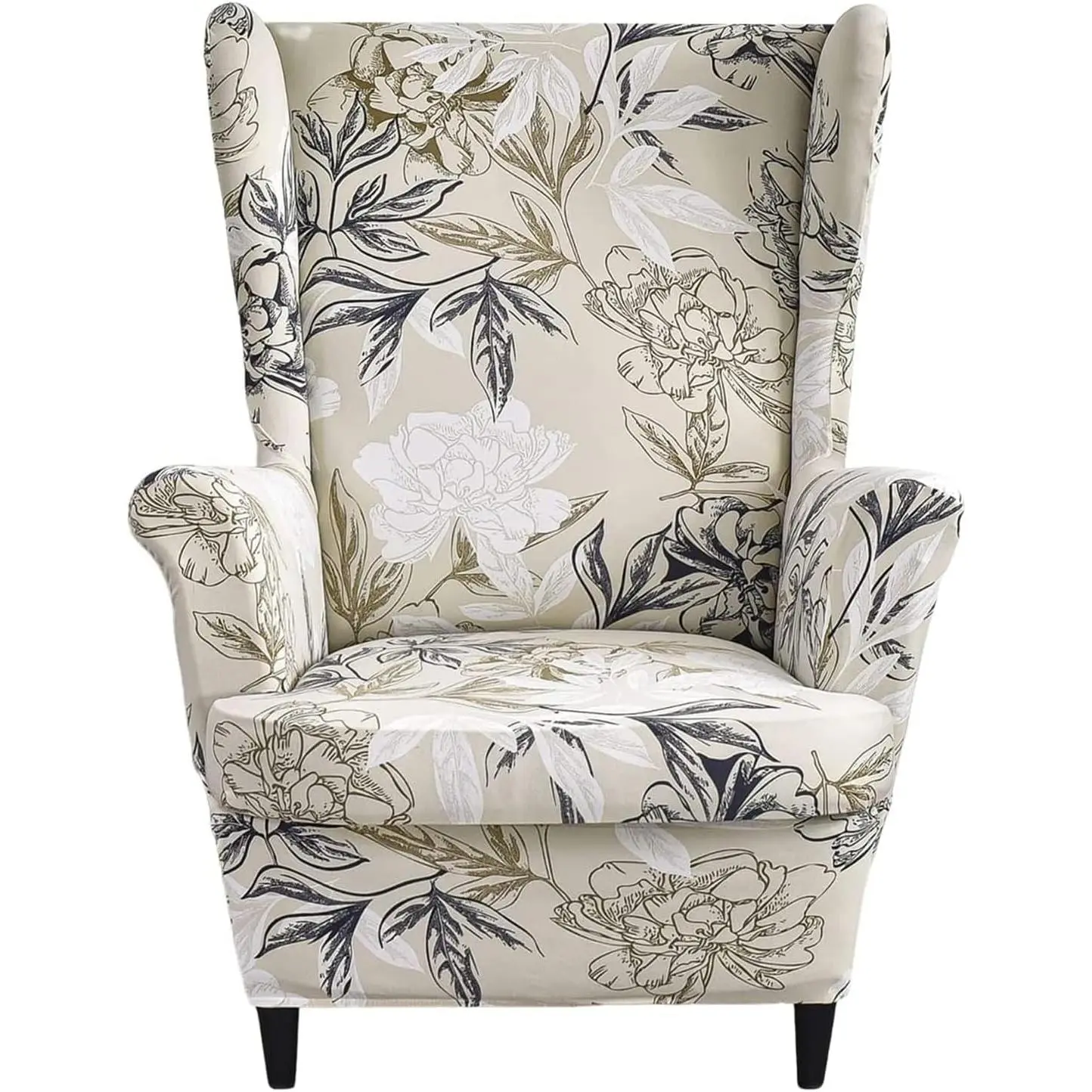 GOSTADY   Wing Chair Slipcovers Printed Wingback Chair Covers 2 Pieces Wingback Armchair Slipcover Stretch Chair Slip Covers Washable Armchair Protector Cover for Living Room and Bedroom