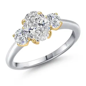 1.54cttw 10K White Gold IGI Certified Lab Grown Diamond 3-Stone Engagement Ring For Women | Center 1.00 Ct Diamond | D-E Color | VS1-VS2 Clarity