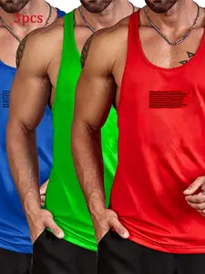 Men's Summer Loose-Fitting Y-Back Tank Top 3-Pack, Comfortable Breathable Gym Wear for Sports & Leisure, Casual Stylish Design