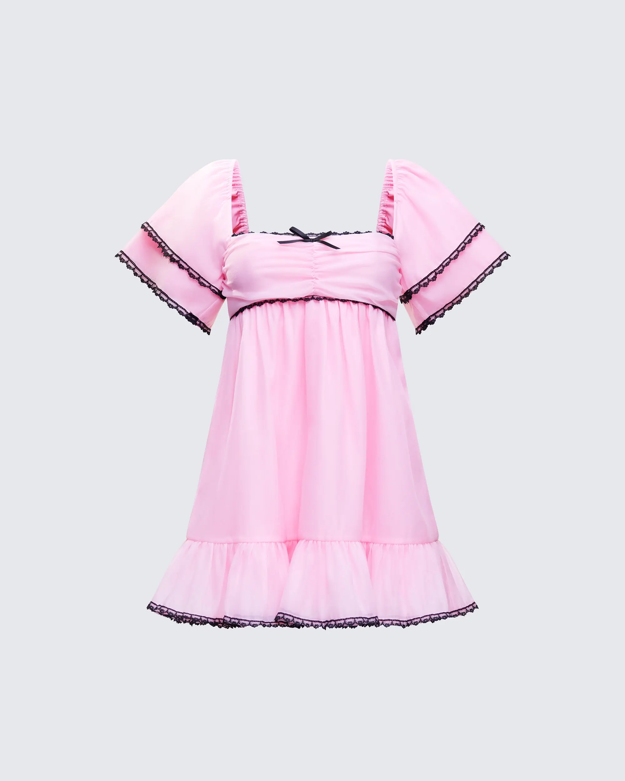 Women's Cute Dream Pink Polyester-Spandex Organza Mini Casual Dress