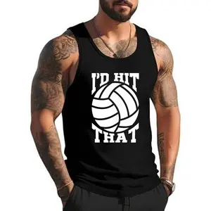 Style A H153 I_d Hit That Volleyball Beach Volleyball Team Tank Top , Summer Gym Muscle Sleeveless, Casual Knitted Slim Fit Beach Tank top Fabric Menswear