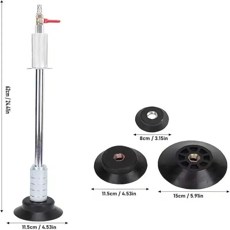 Professional-Grade Pneumatic Dent Extraction Tool Set for Vehicle Body Repair - Includes 3 Suction Cups, Heavy-Duty Pneumatic Dangling Hammer, Sliding Hammer, Suction Cup Sliding Tools - Reliable Performance for Auto Technicians
