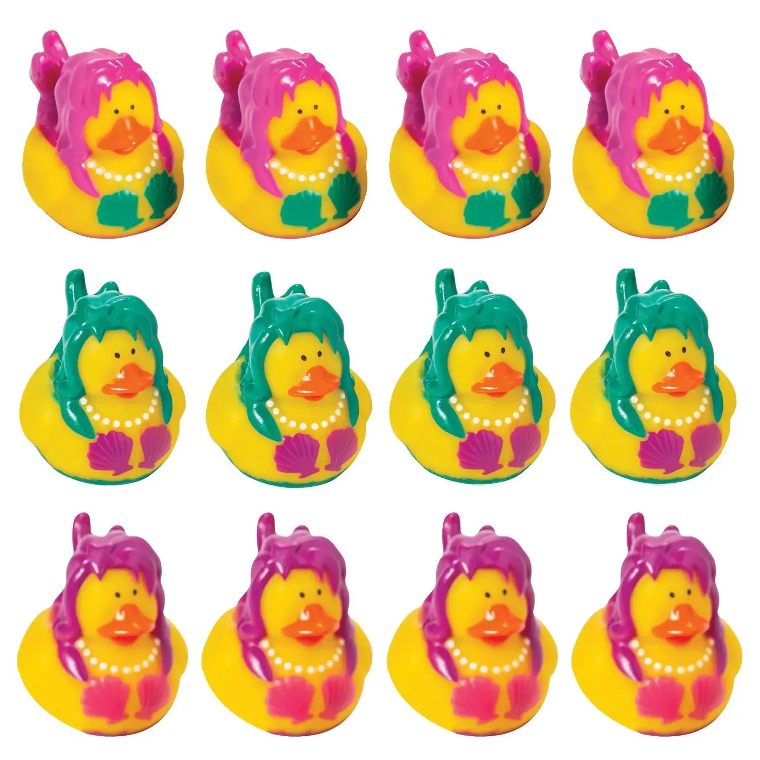 2" Magical Underwater Mermaid Yellow Rubber Ducks - 12 Pc.