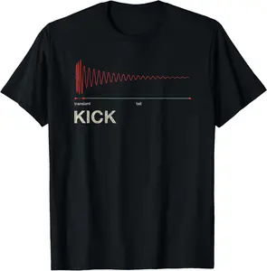 100%cotton Kick Snare DAW Producer Studio Audio Wave Gear VST Synth T-Shirt