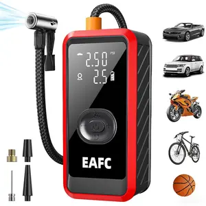 Car Wireless Air Pump, Powerful Electric Air Pump for Vehicles and Suvs, Digital Display with LED Light, USB Rechargeable, Metal Motor, Tire Inflator Tool with Gauge