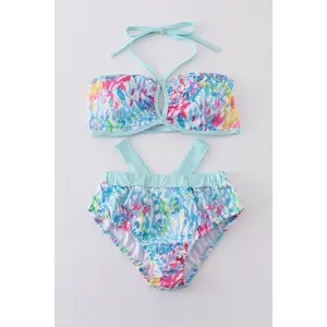 Mint rainbow splash mom bikini
