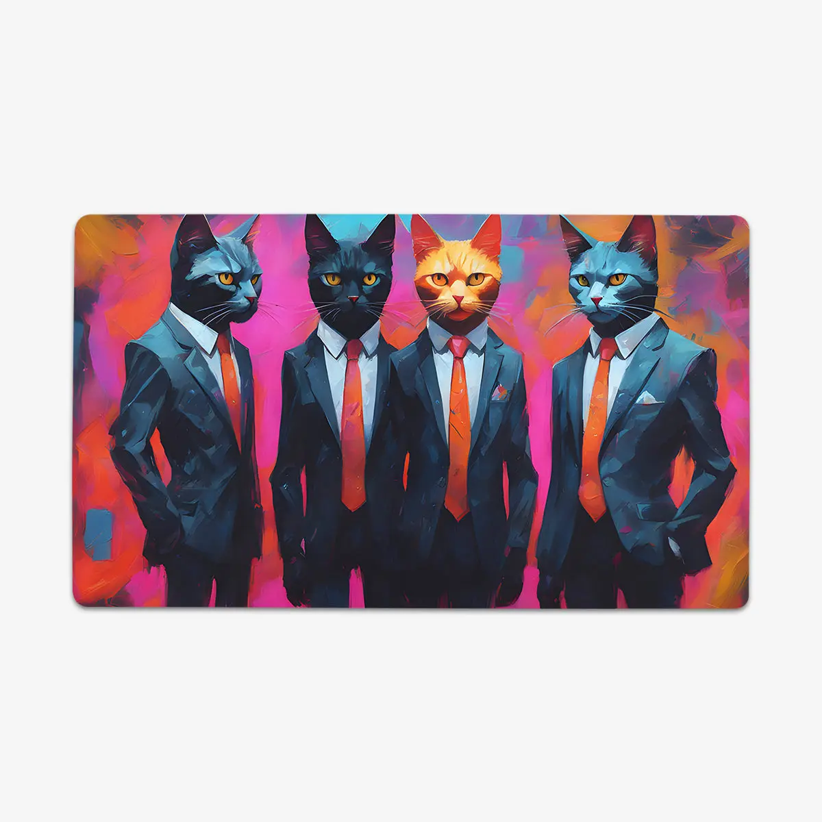 Feline Council Mouse Pad Playmat, 24x14 in Cloth Top, Card Protection, Slip-Resistant Computer Accessory
