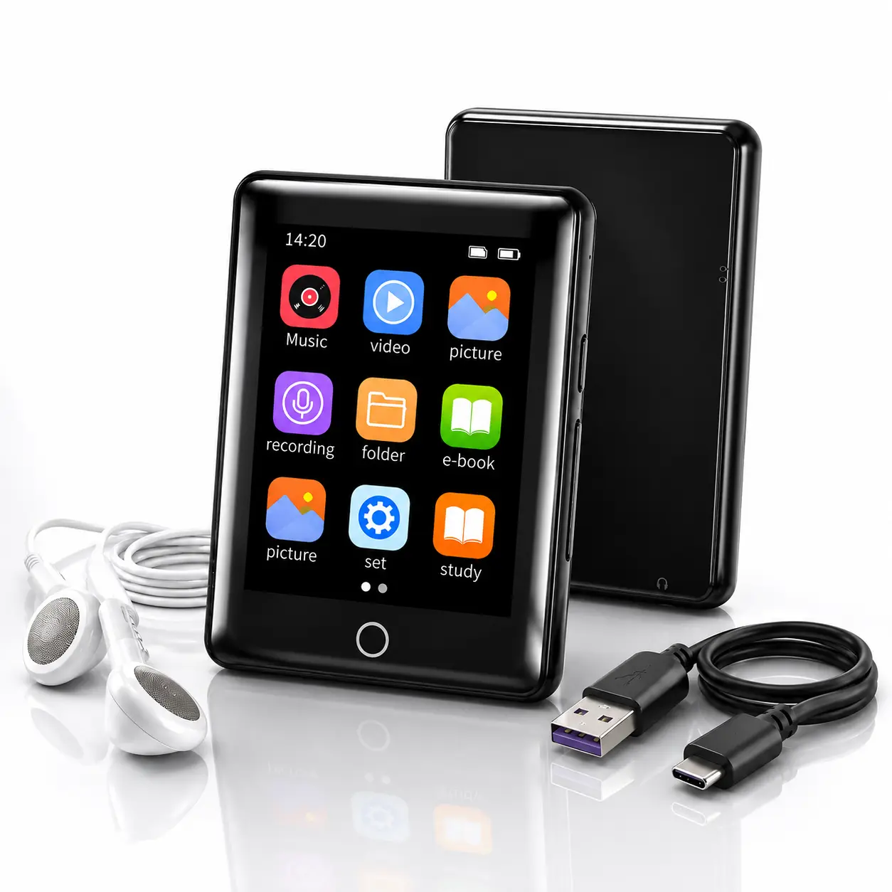 3.0-inch touchscreen MP3/MP4 player, lightweight and portable, compact music player with e-book reading, high-fidelity speakers, HD recorder, and video playback functions—ideal for learning, commuting, travel, and home leisure; a top choice for gifting.