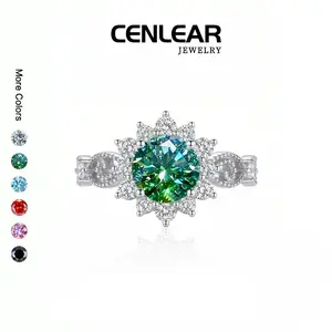 CENLEAR 1CT Snowflake Moissanite Engagement Ring for Women, Luxury Silver Promise Ring Solitaire Faux Diamond Bridal Jewelry Gift