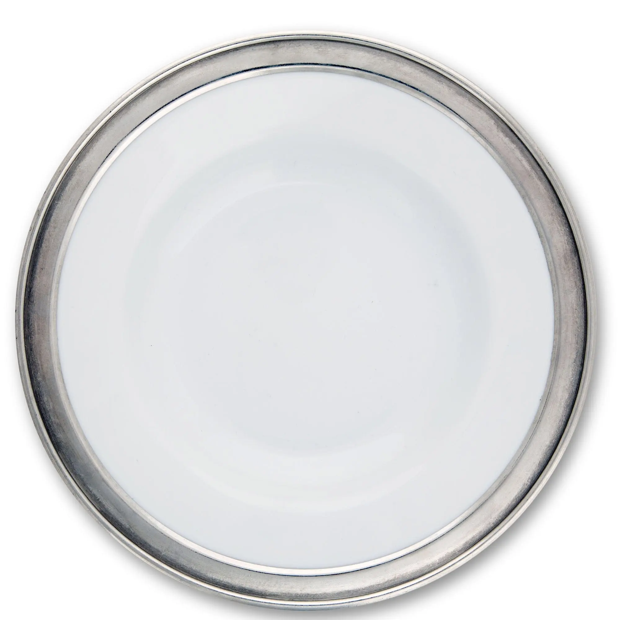 Classic Pewter Rim Dinner Plate - Elegant Design, Classic Style, Ideal for Dining, Versatile Use, High-Quality Pewter Finish