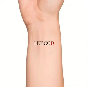 1pc Let God Let Go Temporary Tattoo - Religious Jesus Quote Wrist Print Lettering Tattoo - Faith Hope Love Tattoo Tattoo Stickers