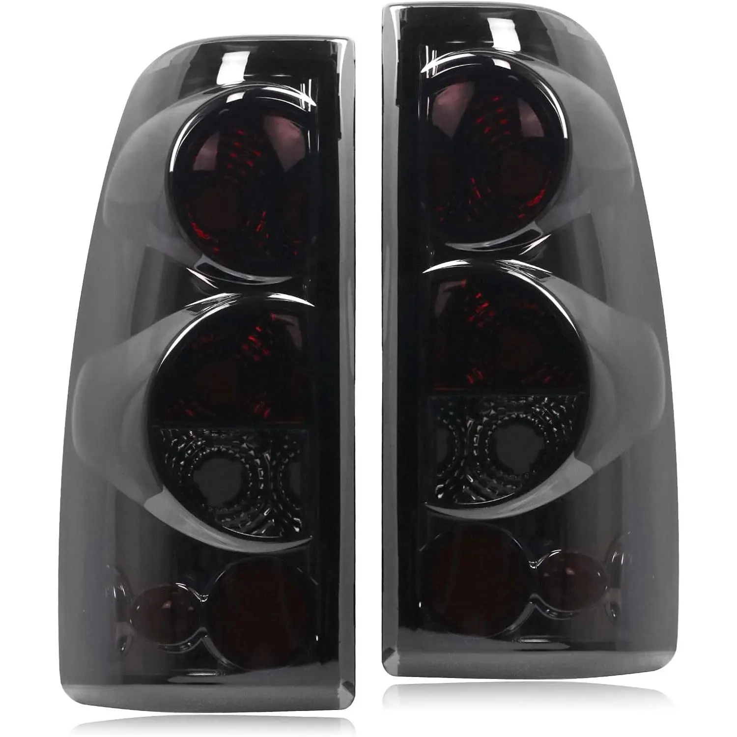 OE Replacement Tail Light Assembly - Black/Smoke Rear Lights for 1999-2006 Chevy Silverado 1500/2500/3500, 2007 Classic, 1999-2002 GMC Sierra 1500/2500/3500 Chevy/GMC Trucks (12V Voltage, Polycarbonate, Water Resistant, Driver & Passenger Sides)
