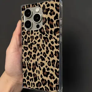 1 piece New fashion square design, sexy leopard pattern, drop-proof and shockproof full cover mobile phone case, suitable for iPhone 16 pro/16Pro Max/16 plus/15 Plus/15 pro/15pro max/14 Pro/14pro max/14 plus/13 pro/13pro max/12 pro max/12 pro.Great gift