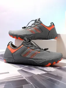 Unisex Lightweight Anti-Slip Hiking Shoes, Comfortable Casual Water Shoes for Summer River Exploration, Sporty PU Leather Print Sneakers