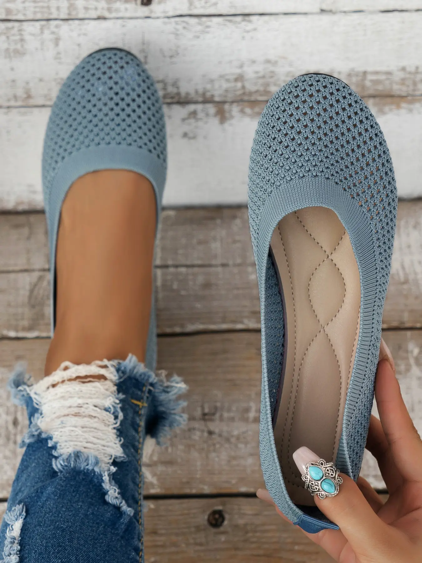 Women's Lightweight Breathable Comfort Flat Shoes, Casual Flats, Home Commute Slip-On Single Shoe, Casual Daily Wear Footwear, Everyday Wear Footwear, Breathable Slip Ons