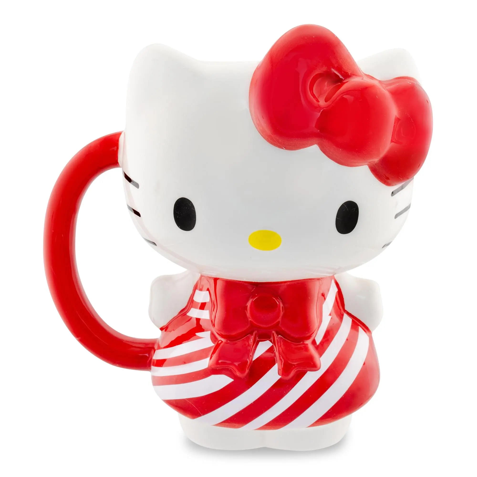 Sanrio Hello Kitty Candy Cane Dress 3D Sculpted Ceramic Coffee Mug - Collectible Cup, Stylish Fun Drinkware for Beverages, 20 oz Capacity