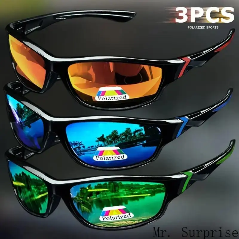3PCS Vintage Sports Sunglasses Men Women Fishing Running Cycling Mountaineering Sport Man Sun Glasses Anti-Glare UV400, 3-Lens Non-Prescription Glasses, Retro Non-Prescription Glasses