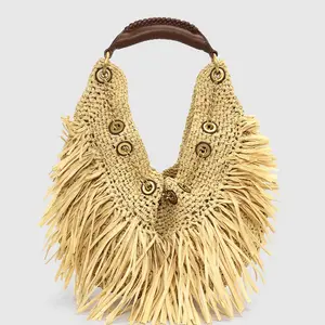 URBAN REVIVO 2026 Summer Women's Holiday Straw Woven Tassel cute shoulder bag Handbag UAWB60099 work bags for women beach bag crossbody bags for women brooklyn 28 shoulder purses chain