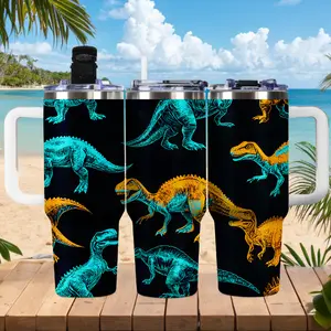 Dinosaur - themed 40OZ Insulated Tumbler with Handle | 304 Stainless Steel | Long - lasting Insulation | Leak - proof Lid | Cool & Prehistoric Design | Ideal for Dinosaur Lovers, Gifting & Daily Use | TikTok Hot Item