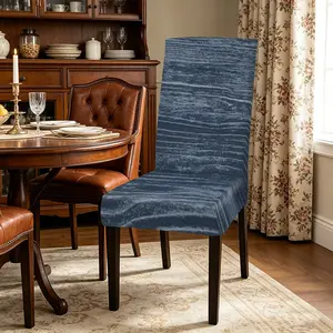 2/4/6PCS Dining Chair Covers, Dark Blue Striped Pattern Printed Stretch Chair Covers, Full Wrap Home Dining Chair Covers, Wear-resistant Universal Chair Protector Covers, Easy Removable & Washable Fabric Chair Slipcovers, 2D Flat Printing