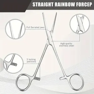 Professional Hemostatic Forceps - Stainless Steel Locking Tweezers for Pet Ear & Nose Hair Removal, Cosmetic Use