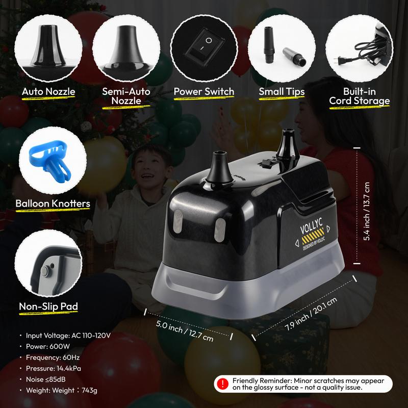 Electric Balloon Pump Dual-Nozzle Portable Inflator Lightweight Fast Inflation Blower for Party Decorations Birthday Wedding Baby Shower