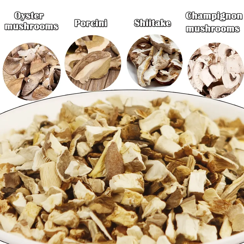Dried Assorted Mushroom Granules for Cooking - Includes Porcini, Shiitakes, Champignon, Oyster Varieties - 3.81 oz (108g) Culinary Dried Food Staple